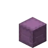 a purple block with a yellow cube inside of it .