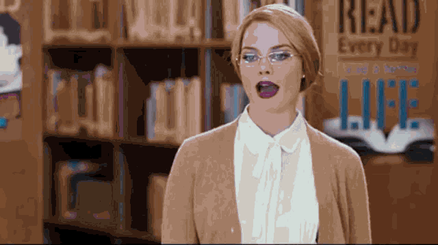 In the Library with Margot Robbie