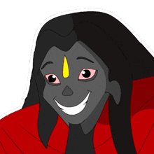 a cartoon drawing of a woman with a yellow nose