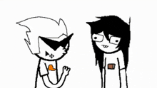 a drawing of a man and a woman standing next to each other