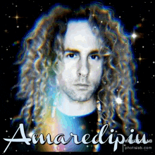 a picture of a man with long curly hair and the words amaredipits