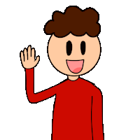 a cartoon character is waving his hand and smiling