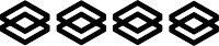 a row of black and white geometric icons on a white background .