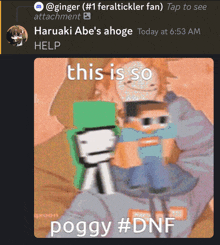 a screenshot of haruaki abe 's ahoge from today at 6:53 am