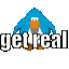 a pixel art of a penguin with the words get real behind it