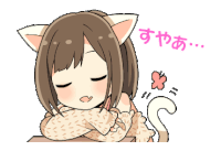 a drawing of a girl with cat ears and a flower behind her