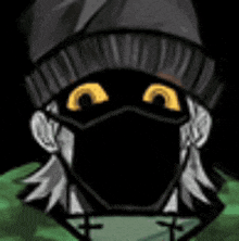 a cartoon of a man wearing a mask and a hat .