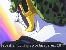 sebastian pulling up to lasagafest 2017 is shown in a cartoon