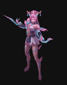 a pixel art of a woman with pink hair and a crown