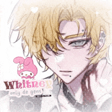 a drawing of a boy with the name whitney only de gens on it