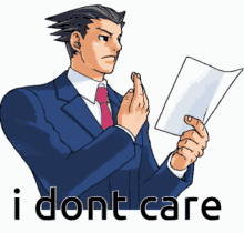 Phoenix Wright I Dont Care GIF - Phoenix Wright I Dont Care Ace Attorney GIFs