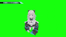a girl in a maid outfit is on a green background