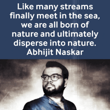 a quote by abhijit naskar is displayed on a blue background