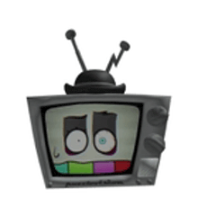 a cartoon character is sitting on top of a television with antennas on it .
