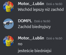 a screenshot of a text message between motor and dompl