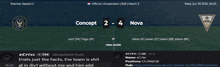 a soccer game between concept and nova is being played