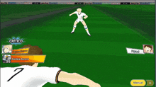 two soccer players are playing a game and one has the number 7 on his shirt