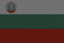 a green , white and red flag with a coat of arms