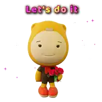 a cartoon character holding a bouquet of red roses and the words let 's do it