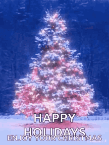 happy holidays christmas tree spin snow merry christmas