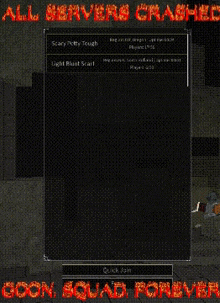 a screenshot of a video game with the words goon squad forever
