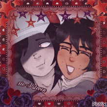 a picture of two anime characters with the name xiao 3 steven