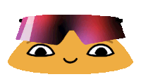a cartoon drawing of a face wearing red sunglasses