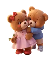 a boy and a girl teddy bear are hugging each other and the girl has anita cruz written on her dress