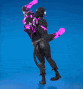 a video game character with purple glowing arms