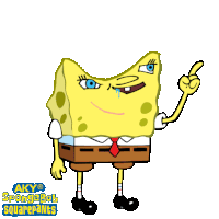 a drawing of a spongebob squarepants character pointing