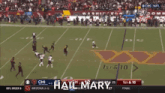 a football game is being shown on cbs and the words hail mary are on the screen