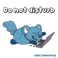 a cartoon of a mouse using a laptop with the words do not disturb chill chinchilla
