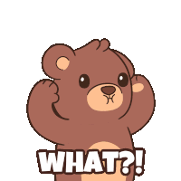 a brown teddy bear with an explosion on its head and the words what written below it