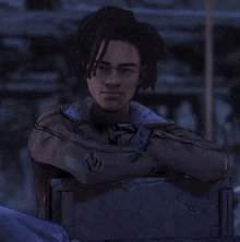 a cartoon of a man with dreadlocks leaning on a box