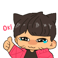 a cartoon boy with cat ears is giving a thumbs up