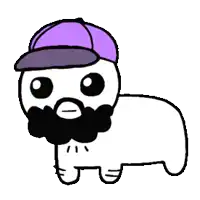 a drawing of a person with a purple hat on
