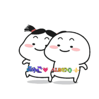 a couple of cartoon characters standing next to each other with the name disha and aldeny