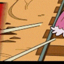a cartoon drawing of a girl sitting on a railroad track