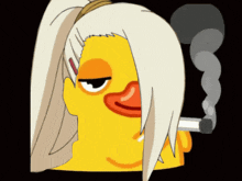 a cartoon duck smoking a cigarette with smoke coming out of it 's mouth
