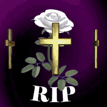 rip in loving memory white rose cross crucifix
