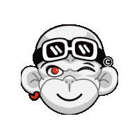a cartoon of a monkey wearing goggles and a red lip