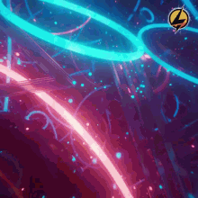 a purple and blue background with a flash logo in the corner
