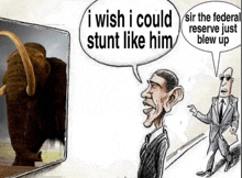 a cartoon of a man and an elephant with a speech bubble that says i wish
