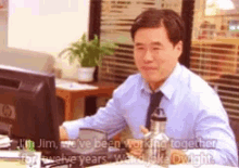 the office asian jim working together for twelve y