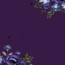 a purple background with purple and white flowers and arabic writing on it