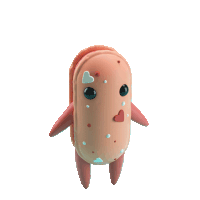 a cartoon character with hearts on it 's face and legs