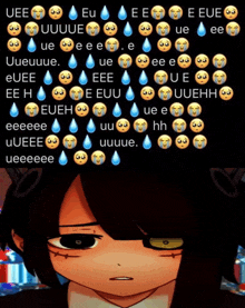 a picture of a girl with tears coming out of her eyes and the words ueeeeee
