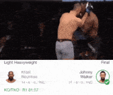a fight between khalil rountree and johnny walker is shown