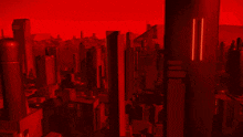 a computer generated image of a city with a nuclear explosion in the background