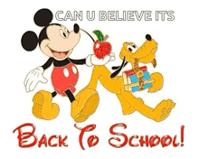 Back To School Mickey Mouse GIF - Back To School Mickey Mouse Apple GIFs